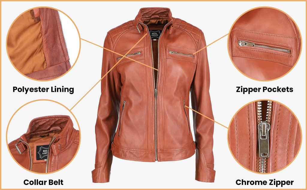 Women Classic Brown Leather Jacket